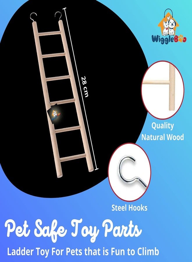 WiggleBoo لعبة سلم خشبي بست درجات من WiggleBoo للحيوانات الأليفة | مناسبة للحيوانات الصغيرة - السنجاب الطائر، الهامستر، السنجاب، الشنشيلة، الجرذ | للتسلق، التمرين، والمرح - Image 2